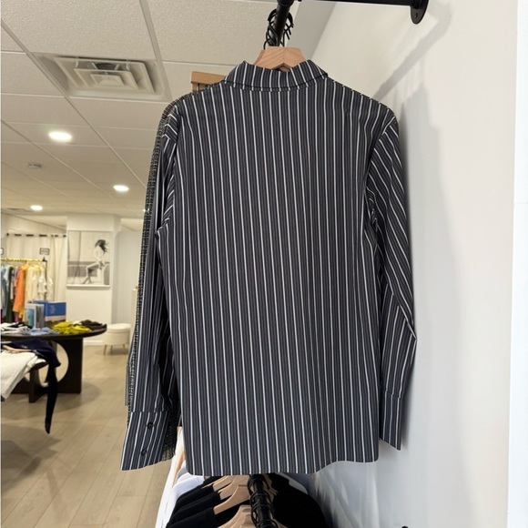 Oversized Black/White Stripe Button-Down Top - Picture 6 of 6